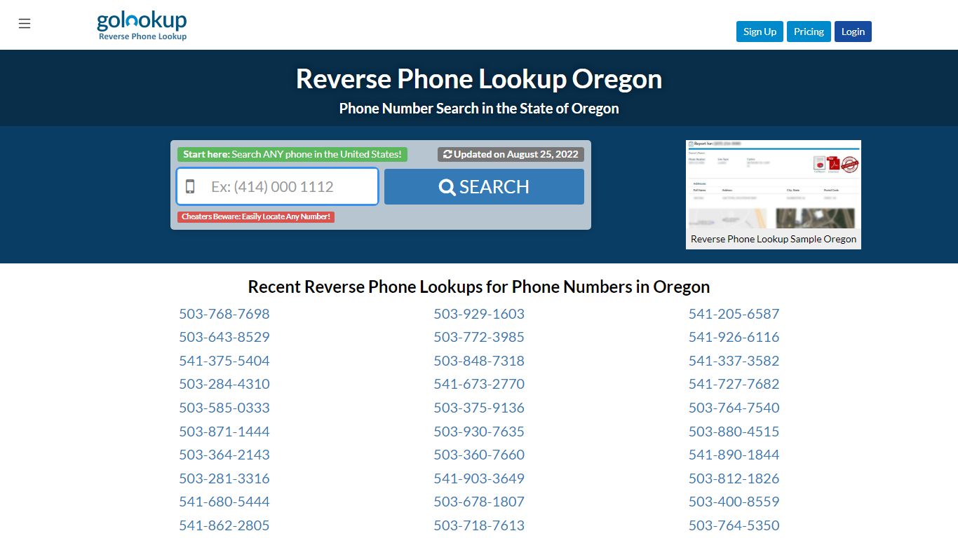 Oregon Reverse Phone LookUp
